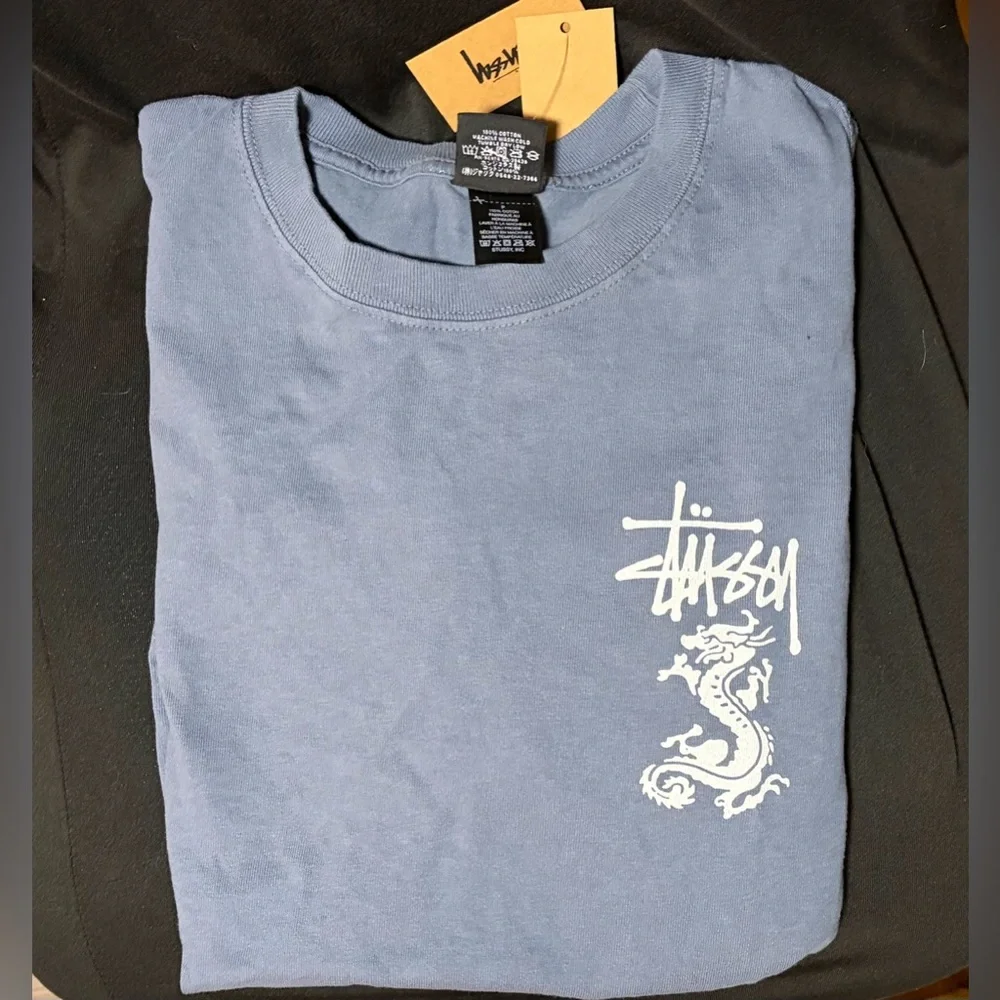Stussy Men's Blue Graphic Logo Tee - Picture 3 of 3